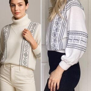 Vintage fair isle knit apres ski turtle neck sweater. Bat wing.